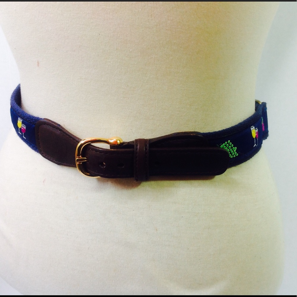 Alynn Wine Grapes Belt Blue Canvas Adjustable